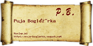 Puja Boglárka névjegykártya